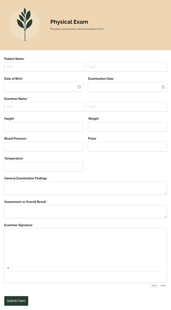 Go to Physical Exam template