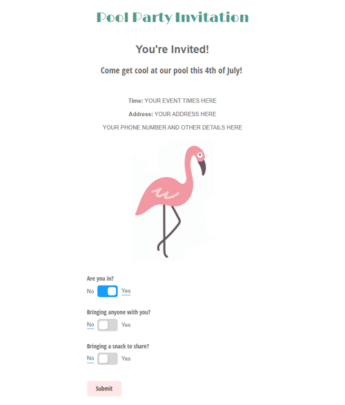 Go to Pool Party Invitation template