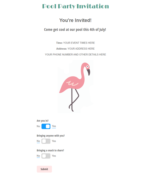 Go to Pool Party Invitation template