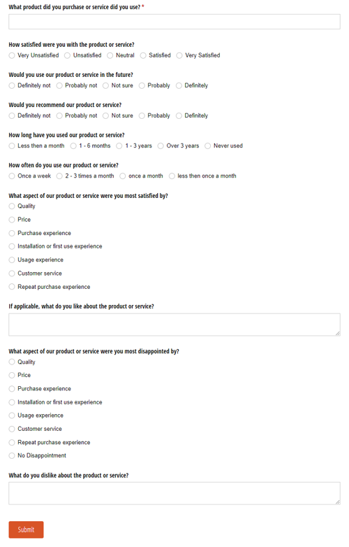 Go to Post-Service Satisfaction Survey template
