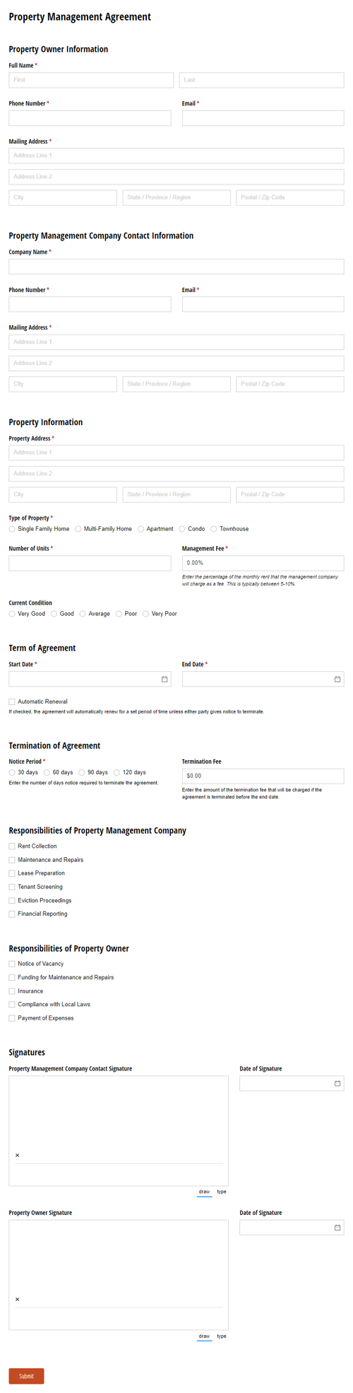 Go to Property Management Agreement template