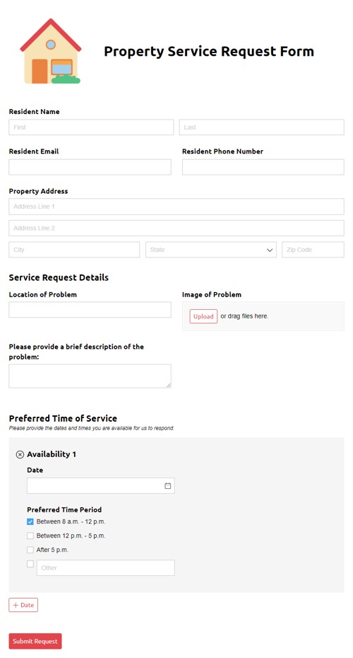 Go to Property Service Request Form template
