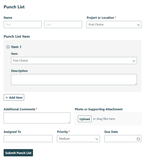 Go to Punch List template