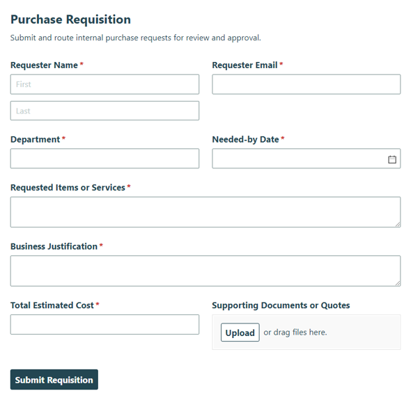 Go to Purchase Requisition template