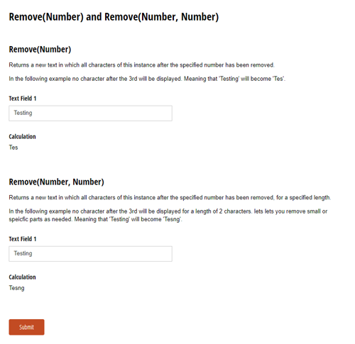 Go to Remove(Number) and Remove(Number, Number) template