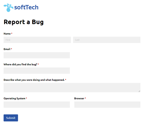 Go to Report a Bug template