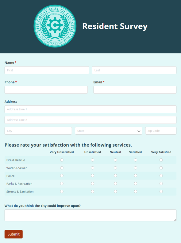 Go to Resident Survey template