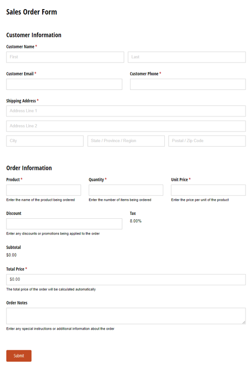 Go to Sales Order Form template