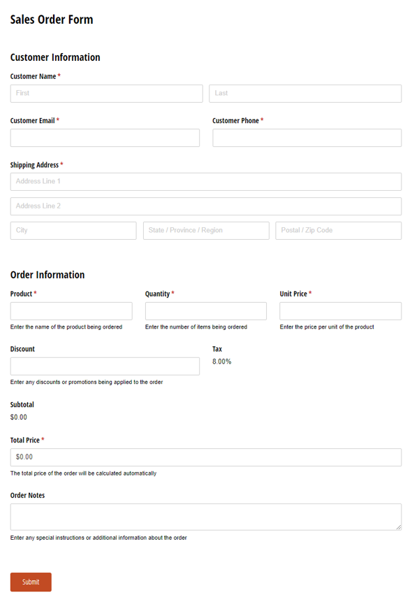 Go to Sales Order Form template