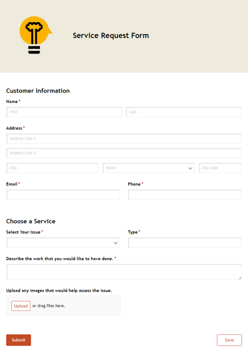 Go to Service Request Form template