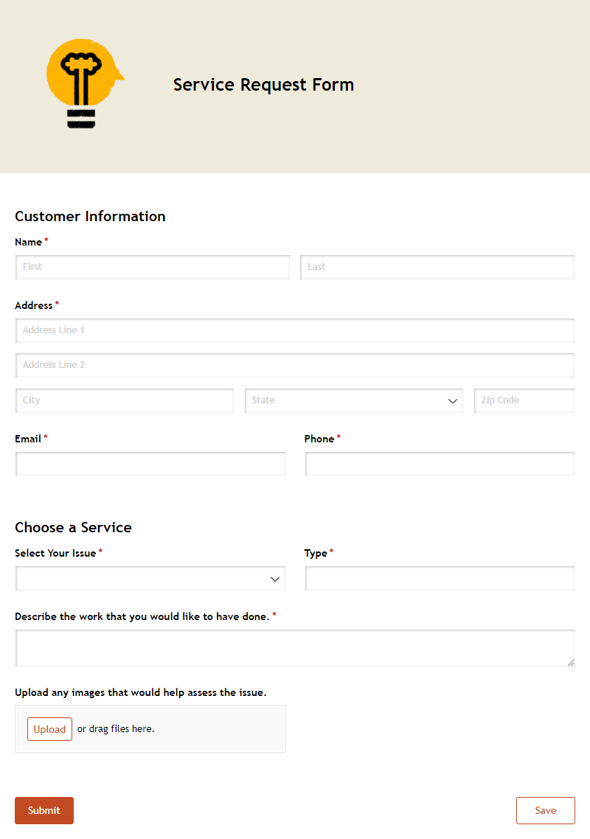 Go to Service Request Form template