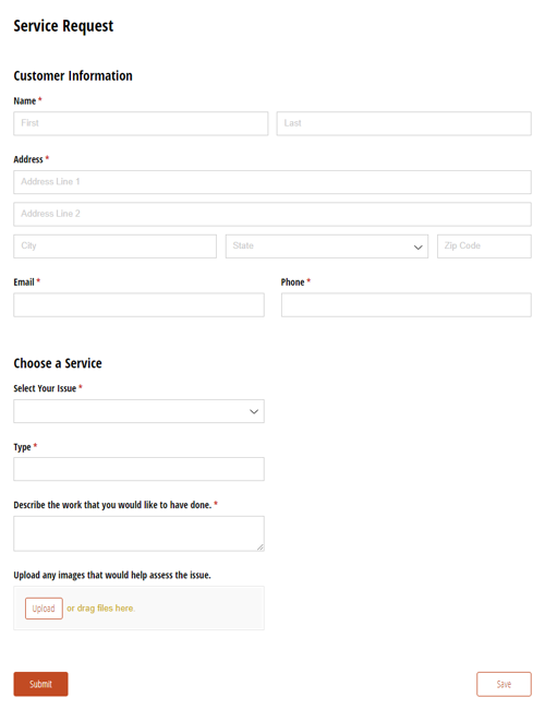 Go to Service Request template