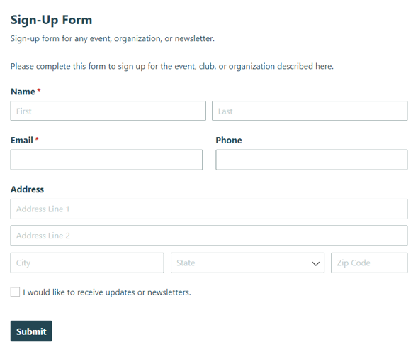 Go to Sign Up template