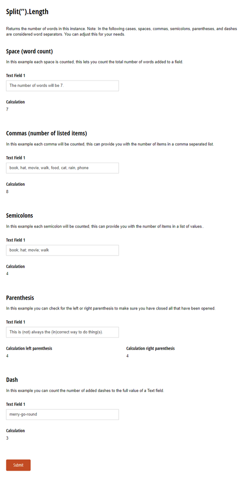 Go to Split(’').Length template