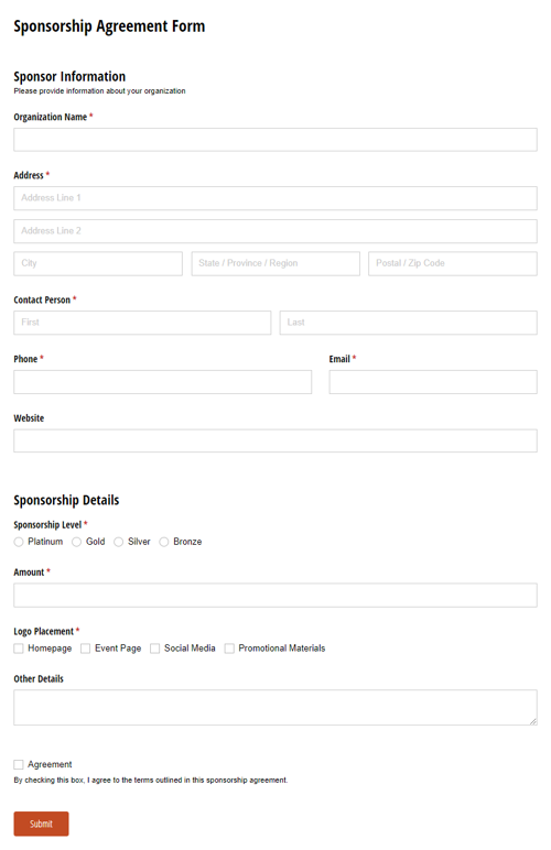 Go to Sponsorship Agreement Form template