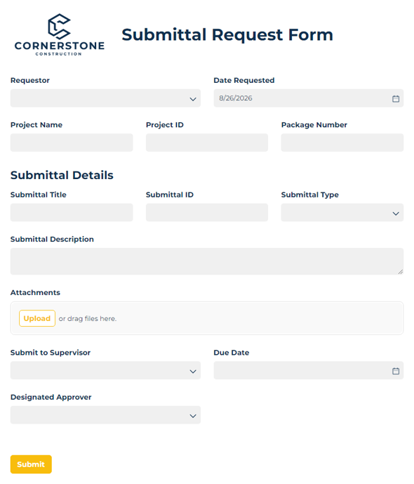 Go to Construction Submittal Form template