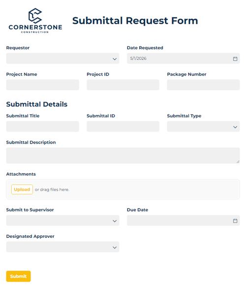 Go to Construction Submittal Form template