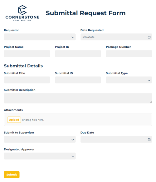 Go to Construction Submittal Form template
