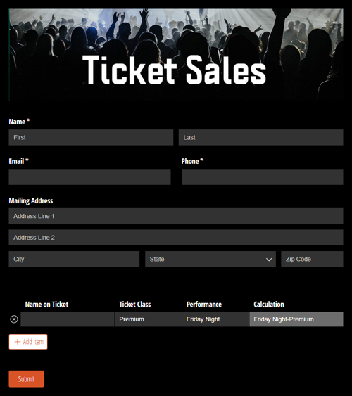 Go to Ticket Sales template