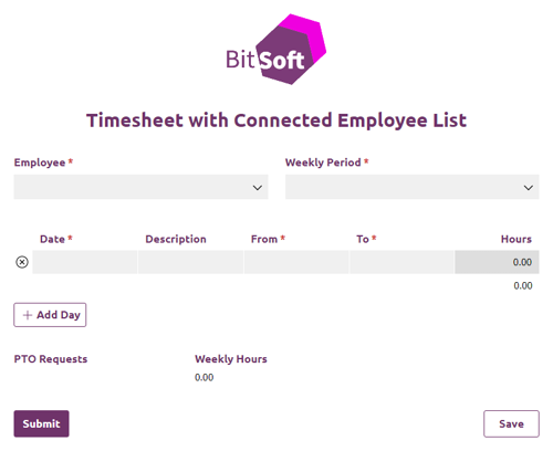 Go to Timesheet with Connected Employee List template
