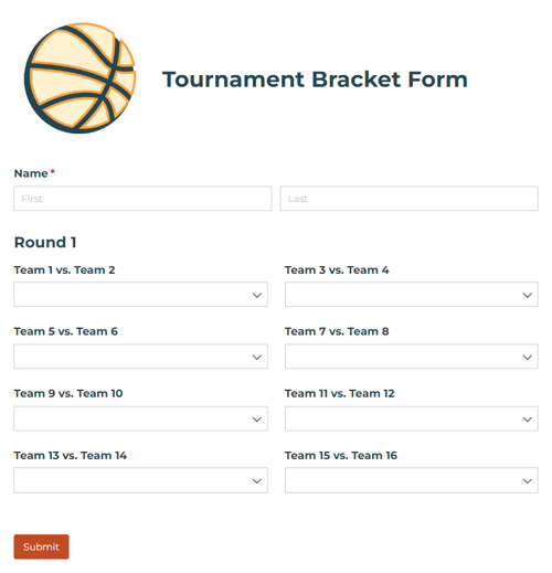 Go to Tournament Bracket Form template