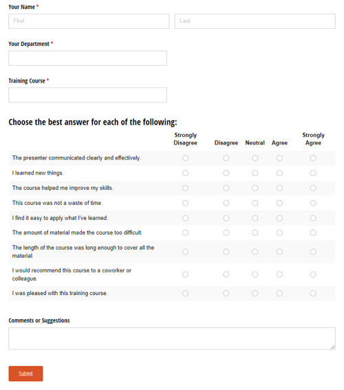 Go to Training Evaluation template