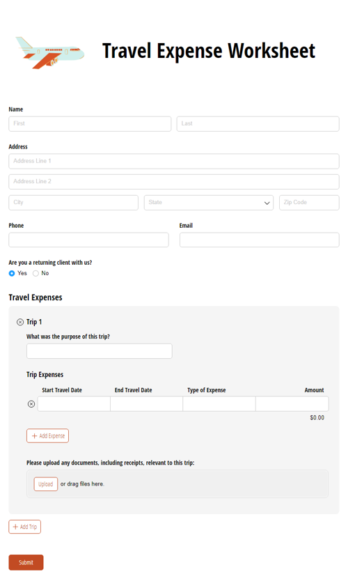 Go to Travel Expense Worksheet template