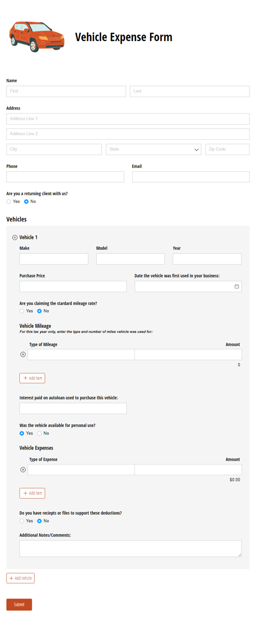 Go to Vehicle Expense Form template