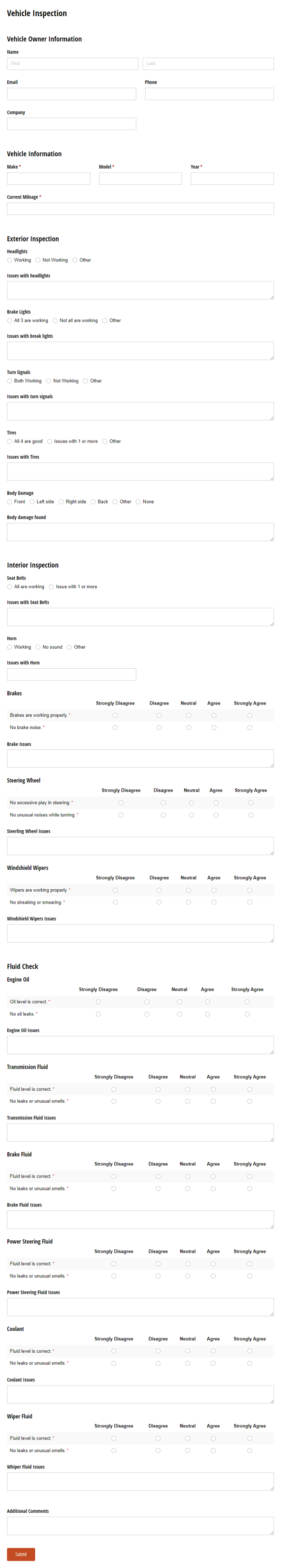 Go to Vehicle Inspection template