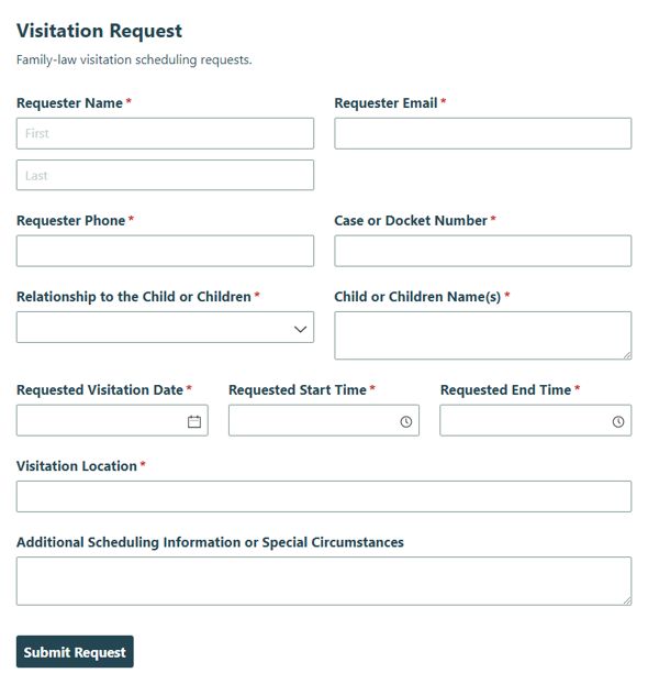 Go to Visitation Request template