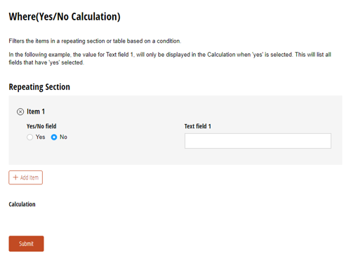 Go to Where(Yes and No Calculation) template