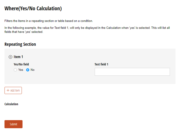 Go to Where(Yes and No Calculation) template