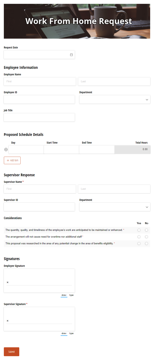 Go to Work From Home Request template