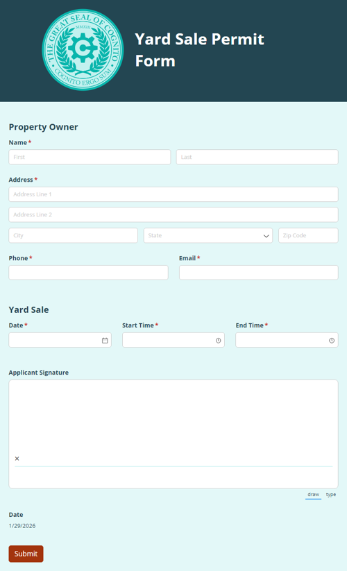 Go to Yard Sale Permit Form template