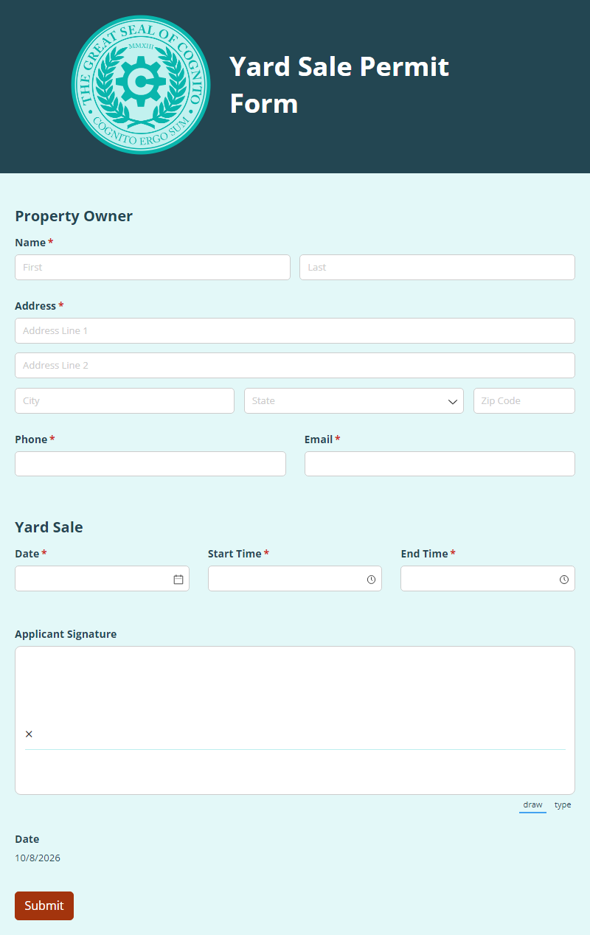 Go to Yard Sale Permit Form template