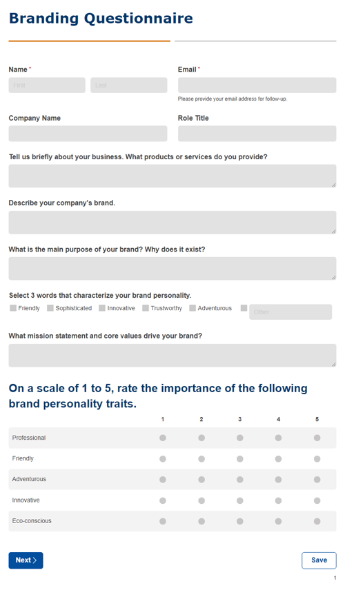 Branding Questionnaire template