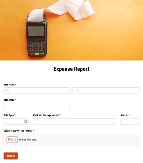 Screenshot of the Expense Report template.