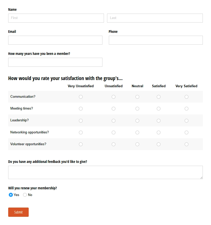 Member Survey template