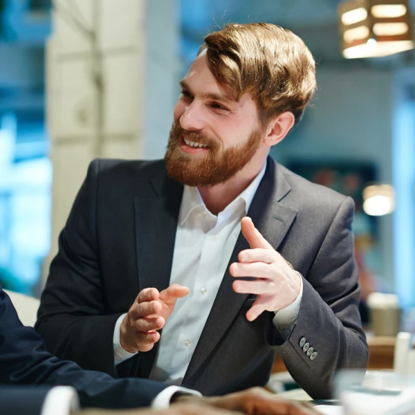 Sales man talking with his hands